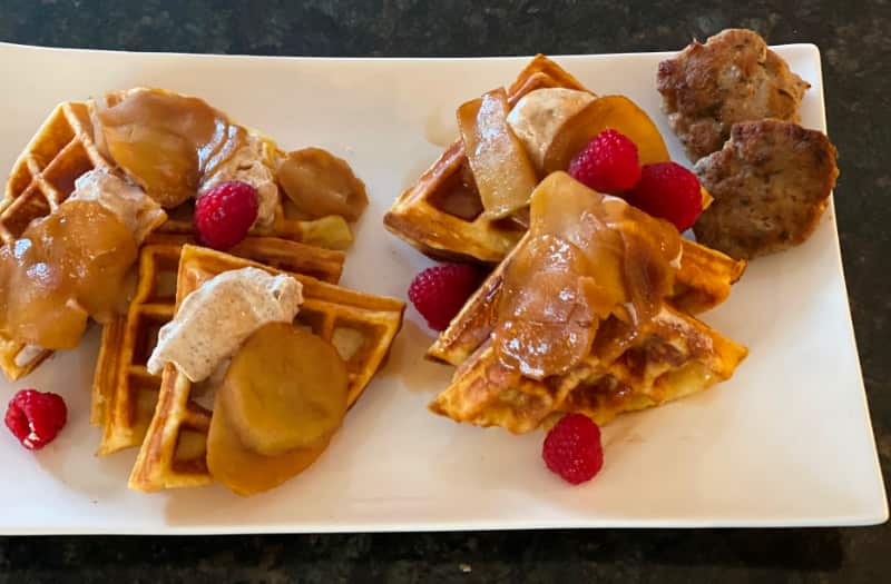 Belgium Waffles with Apples and Cinnamon Cream web